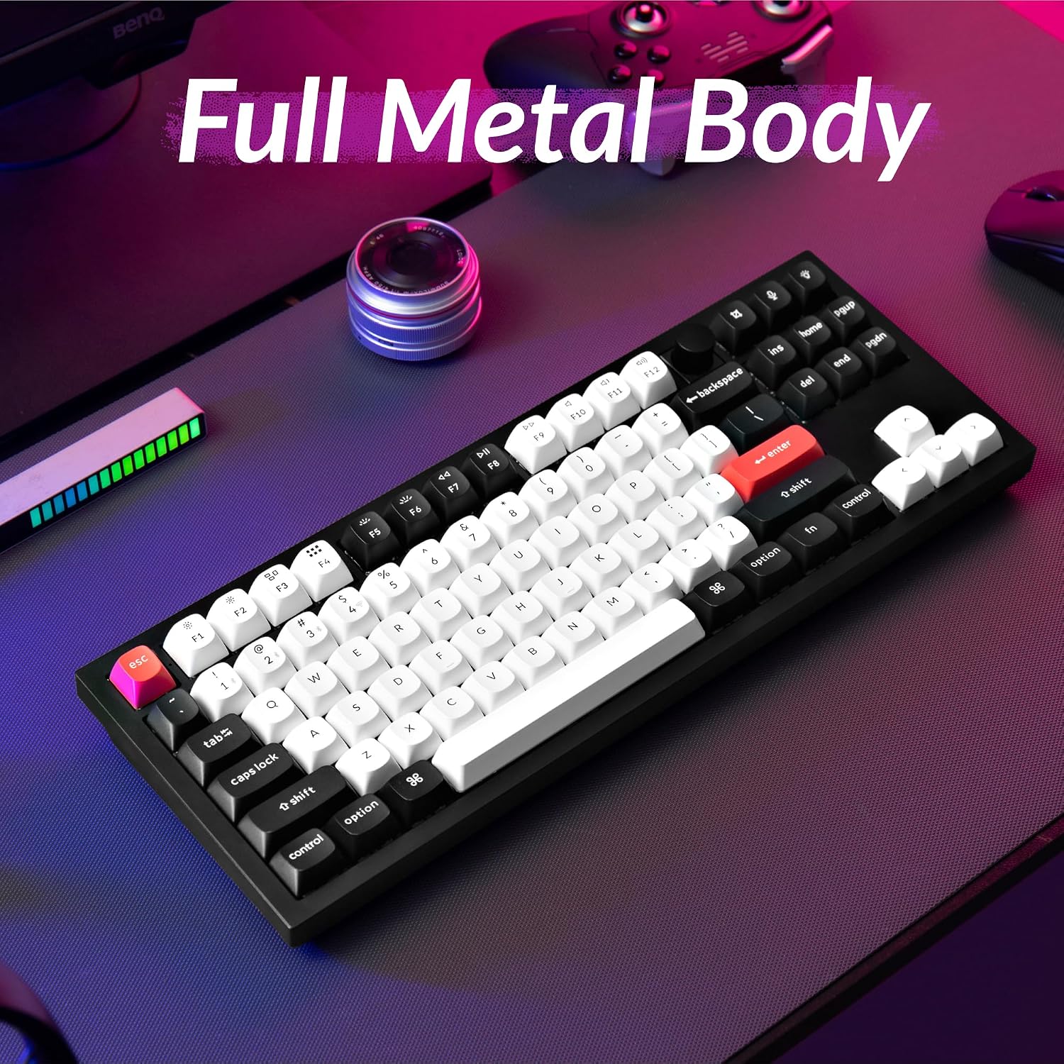 Keychron Q3 HE Wireless Custom Keyboard, 2.4 GHz/Bluetooth/Wired QMK Rapid Trigger 80% TKL Hot-Swappable Programmable RGB Gateron Double-Rail Magnetic Switches Gaming for Mac Windows, Carbon Black