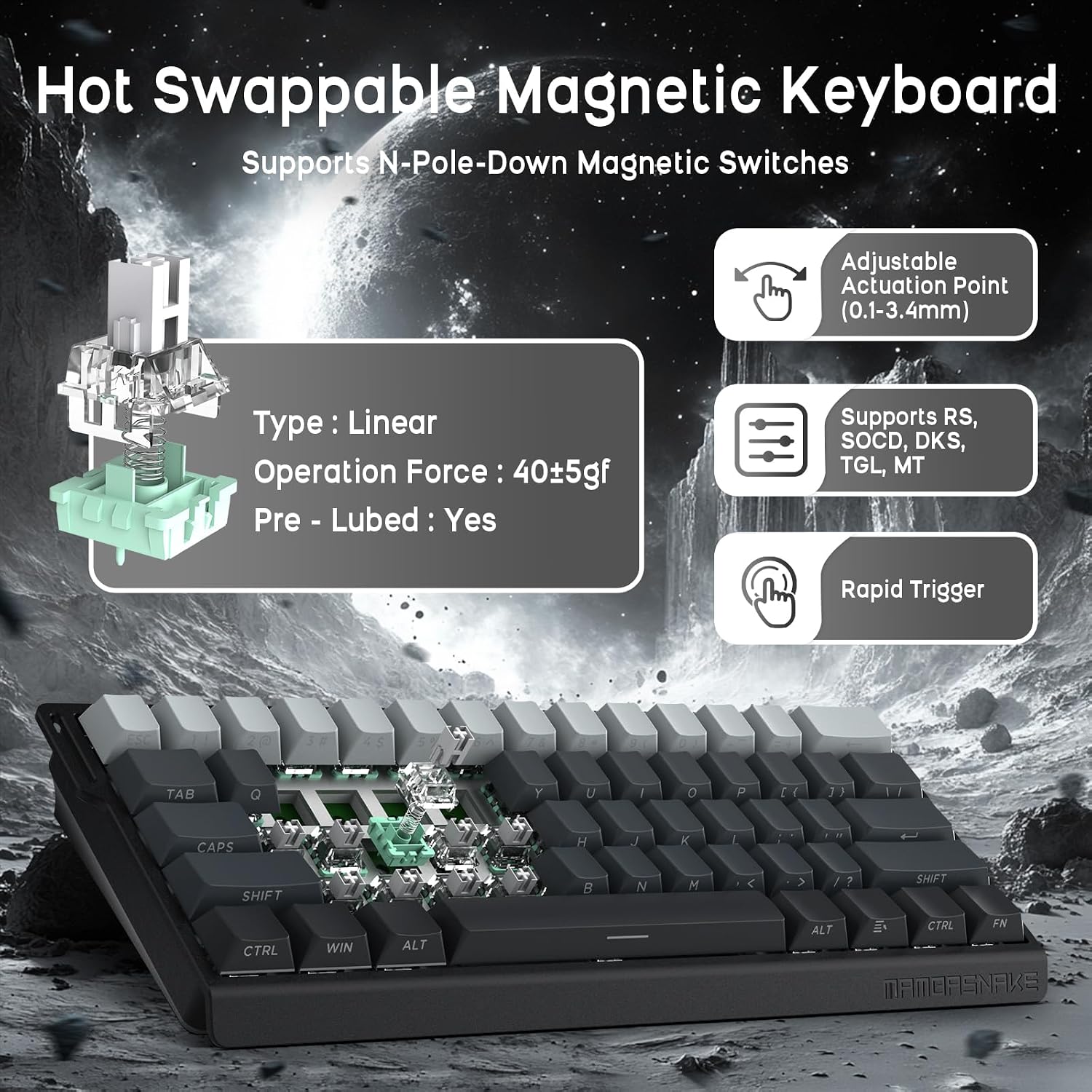 ATTACK SHARK X11 Mouse and X60 HE Keyboard Wireless Gaming Combo,Magnetic Switch,8K Polling Rate,Hall Effect,Rapid Trigger,PAW3311 Optical Sensor,22K DPI,Lightweight-Black