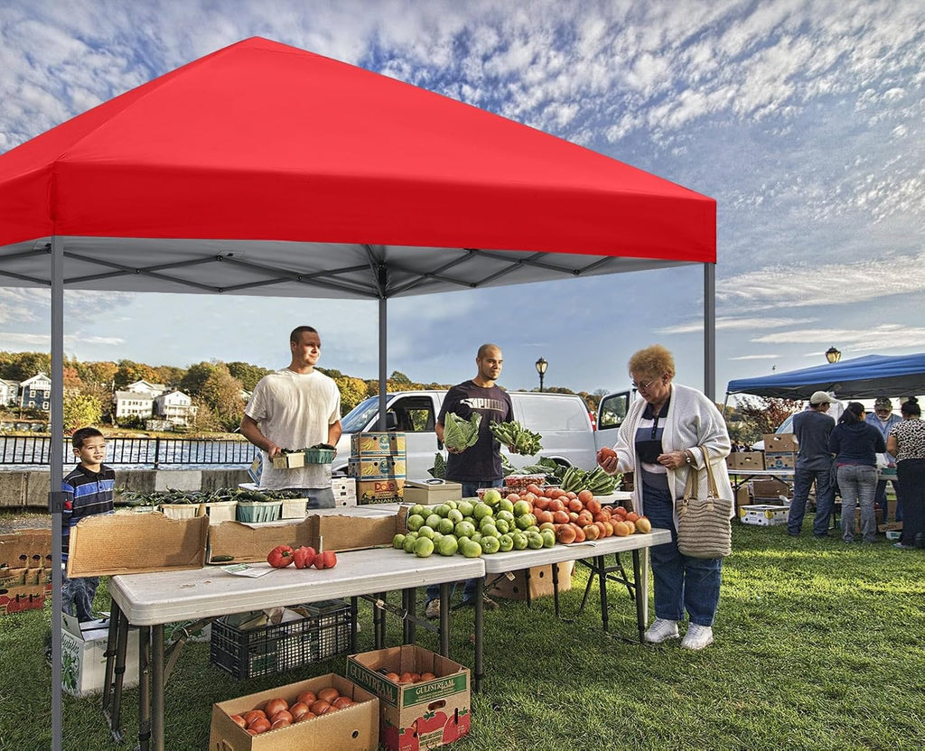 ABCCANOPY Outdoor Easy Pop up Canopy Tent 10x10 with 4 Sandbags, Red
