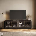 BELLEZE 70' TV Stand for TVs up to 75', Modern TV Cabinet & Entertainment Center with Shelves, Wood Storage Cabinet for Living Room or Bedroom - Brixston (Brown)