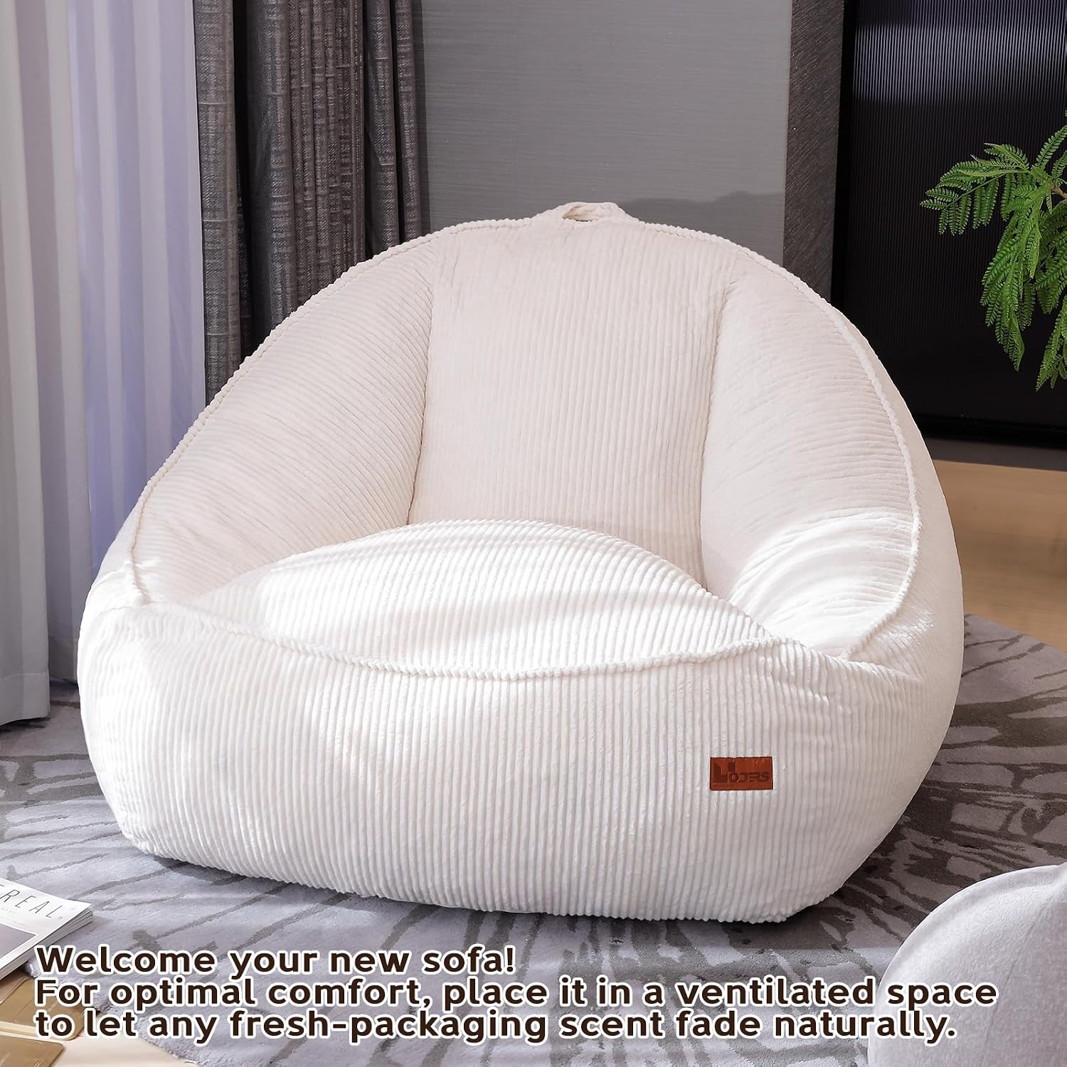 Bean Bag Chair, Cozy Fluffy Beanbag Chairs with Filler for Teens and Kids, Floor Lazy Sofa for Living Room Gaming & Reading (M-Beige)