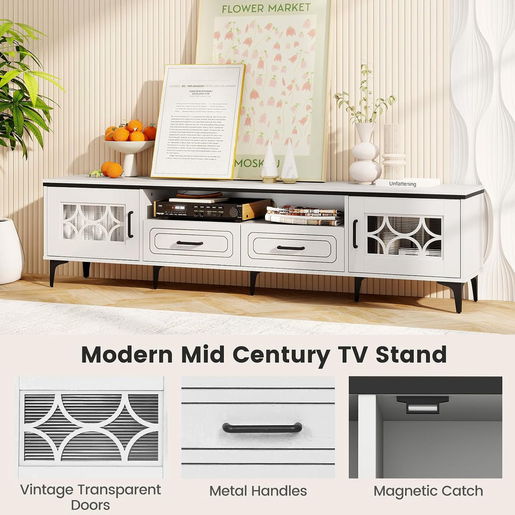 Giantex Modern TV Stand for TVs up to 80', Entertainment Center with Storage Drawers, Side Cabinets, Wood Television Stands, Media TV Console Table for Living Room Bedroom