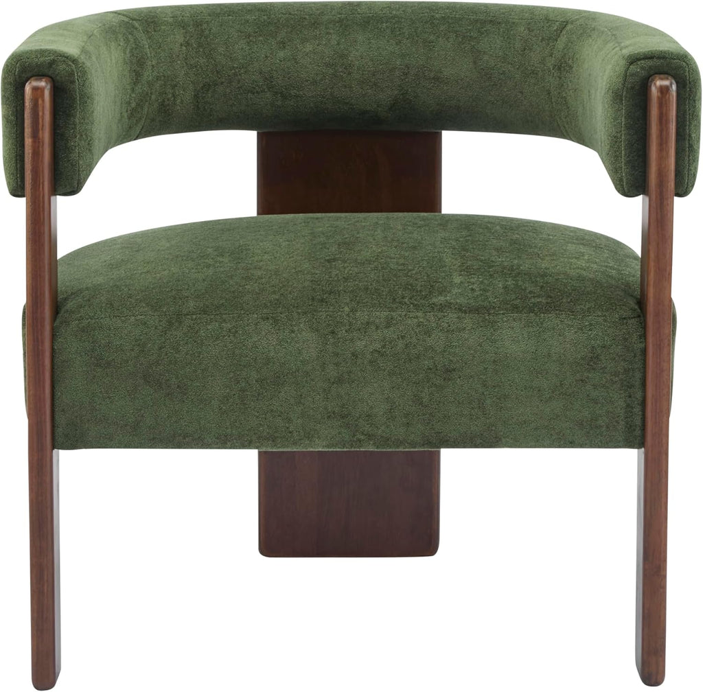 Christopher Knight Home Nettie Modern Accent Chair for Living Room, Velvet Fabric Single Lounge Sofa Chair with Wooden Frame, Comfy Reading Chair for Bedroom, Lounge Armchair with Cushion, Olive Green