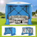 COBIZI 6x6FT Pop Up Gazebo Screen Tent Screen House for Camping, Screen Room with Sidewalls and Mosquito Netting, Hub Tent Instant Screened Canopy with Carrying Bag and Ground Stakes, Blue