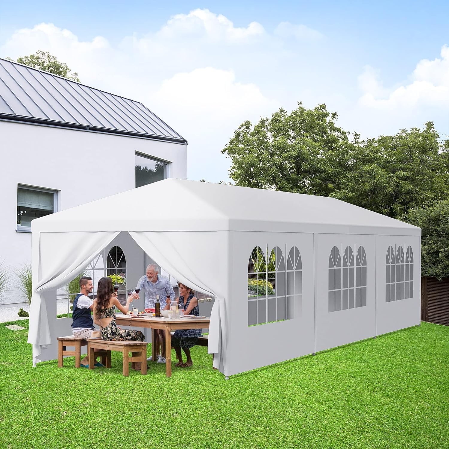 10'x30' Outdoor Party Wedding Tent Canopy Waterproof Camping Gazebo BBQ Shelter Pavilion Heavy Duty, 8 Removable Sidewalls (10x30)