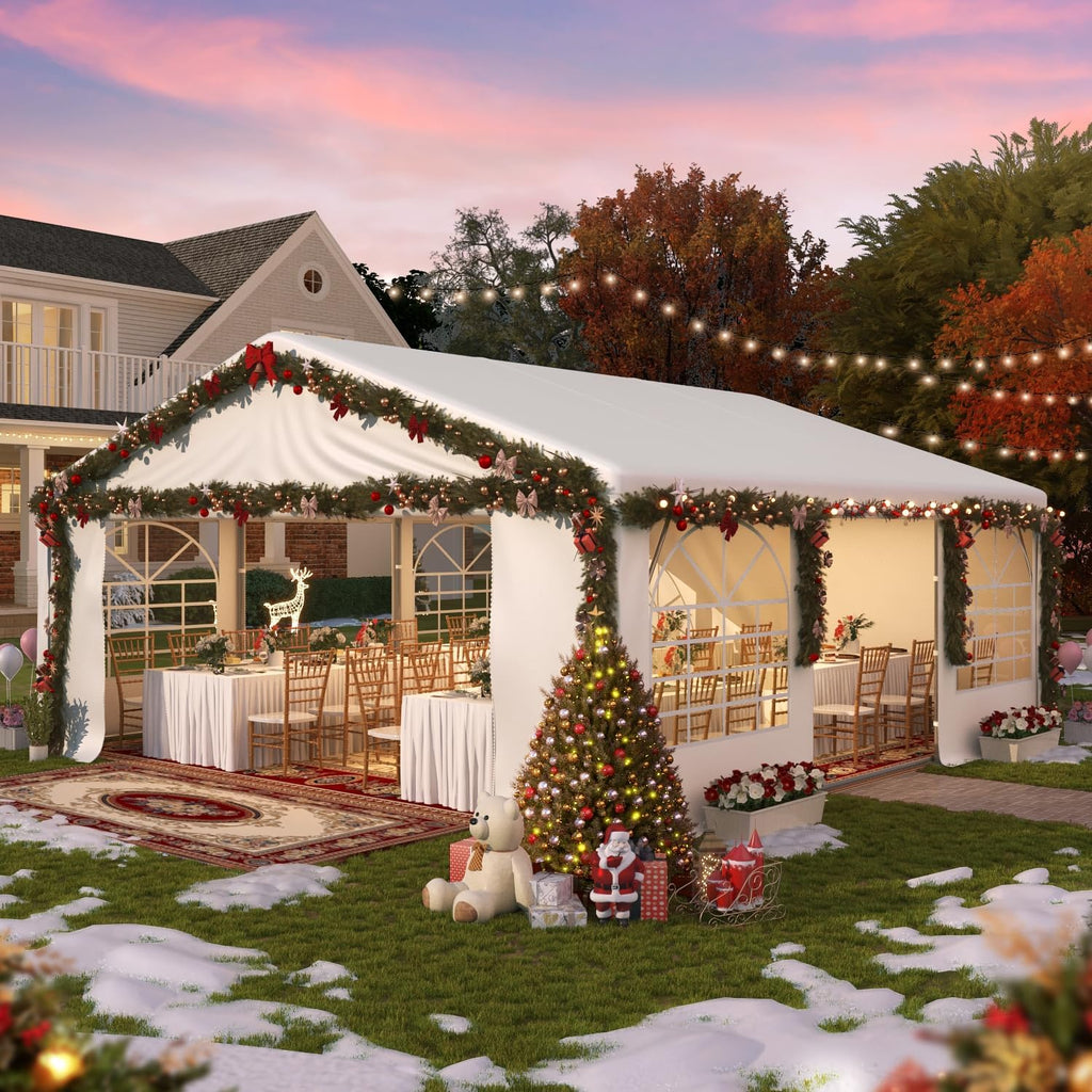 20'x20' Party Tent Heavy Duty, Large Wedding Event Tent with Removable Sidewalls & 4 Sand Bags,Event Canopy Shelter for Parties, Carpas para Fiestas