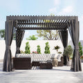 Domi 10x12FT Outdoor Louvered Pergola Full Aluminum Structure,Patio Pergola with Two Independently Adjustable Roof for Backyard, Sun Shade Gzebo with Gutter System for Garden Deck(Dark Gray)