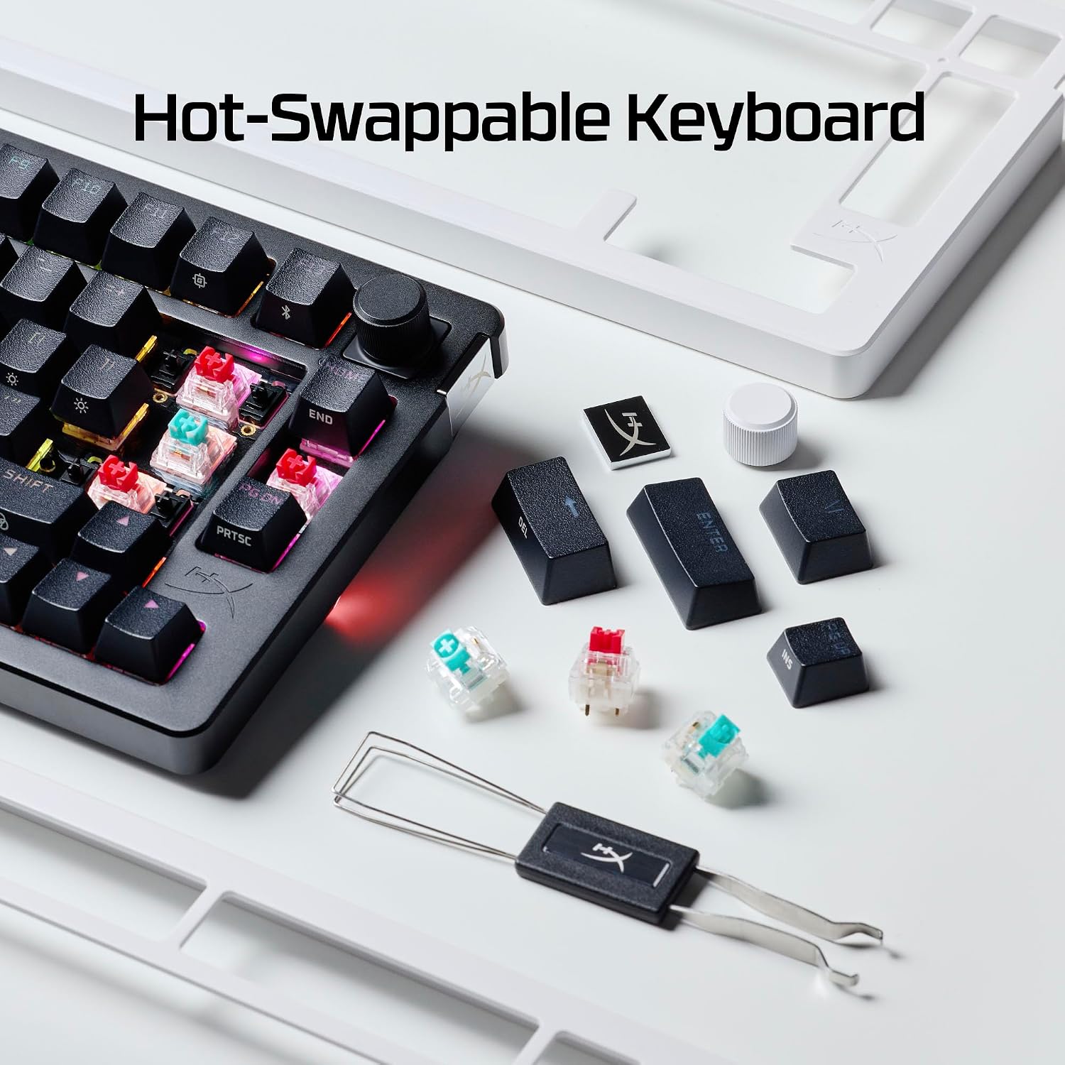 HyperX Alloy Rise 75 Wireless – Hot-Swappable 75% Mechanical Gaming Keyboard, PC, Up to 80 Hours Backlighting On, Dual Wireless 2.4GHz & Bluetooth