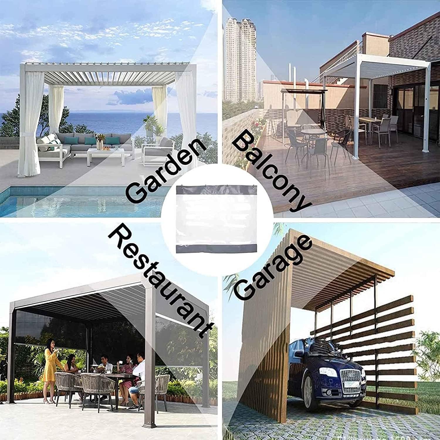 Outdoor Waterproof Pergola Side Panels, Weather Resistant Patio Clear Vinyl Curtain for Pergola, Porch, Gazebos, Garden, Plants Greenhouse and Pet Hutch Roof(20x16ft/6x5m)