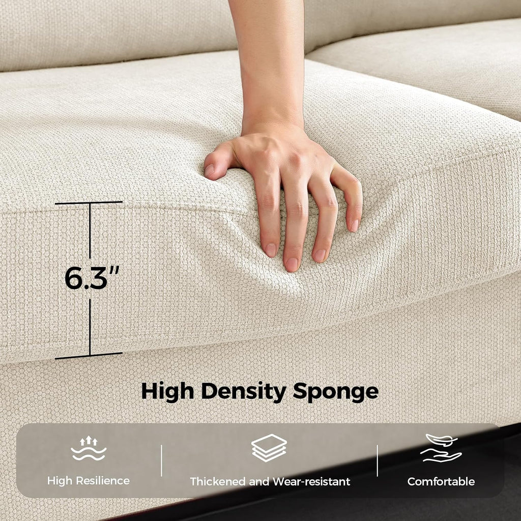 COPIAE 91 Inch Lawson Sofa with Extra Deep Seats Oversize, Mid-Century 3-Seat Sofa Couch, for Living Room, Apartment, Lounge, White