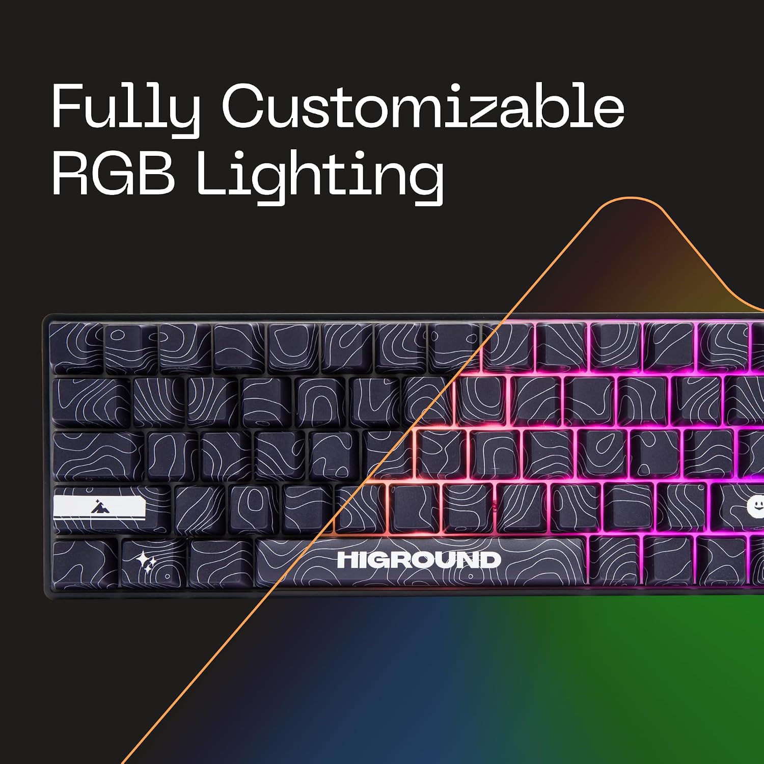 Higround Basecamp 65HE BLACKICE Keyboard, 65% Mechanical USB Wired PC Gaming Keyboard with Gateron KS-37 Magnetic Switches, Programable RGB, Hot-Swappable, Deep Thock Creamy Sounding, Pre-lubed