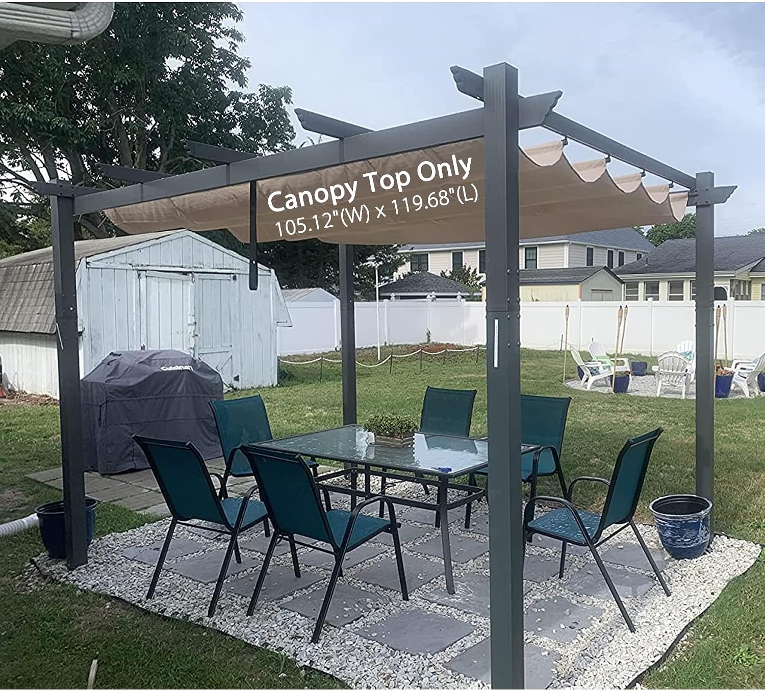 PURPLE LEAF Pergola Shade Cover for 10' X 12' Deck Porch Outside Outdoor Retractable Durable Fabric Canopy Replacement Top Only Beige
