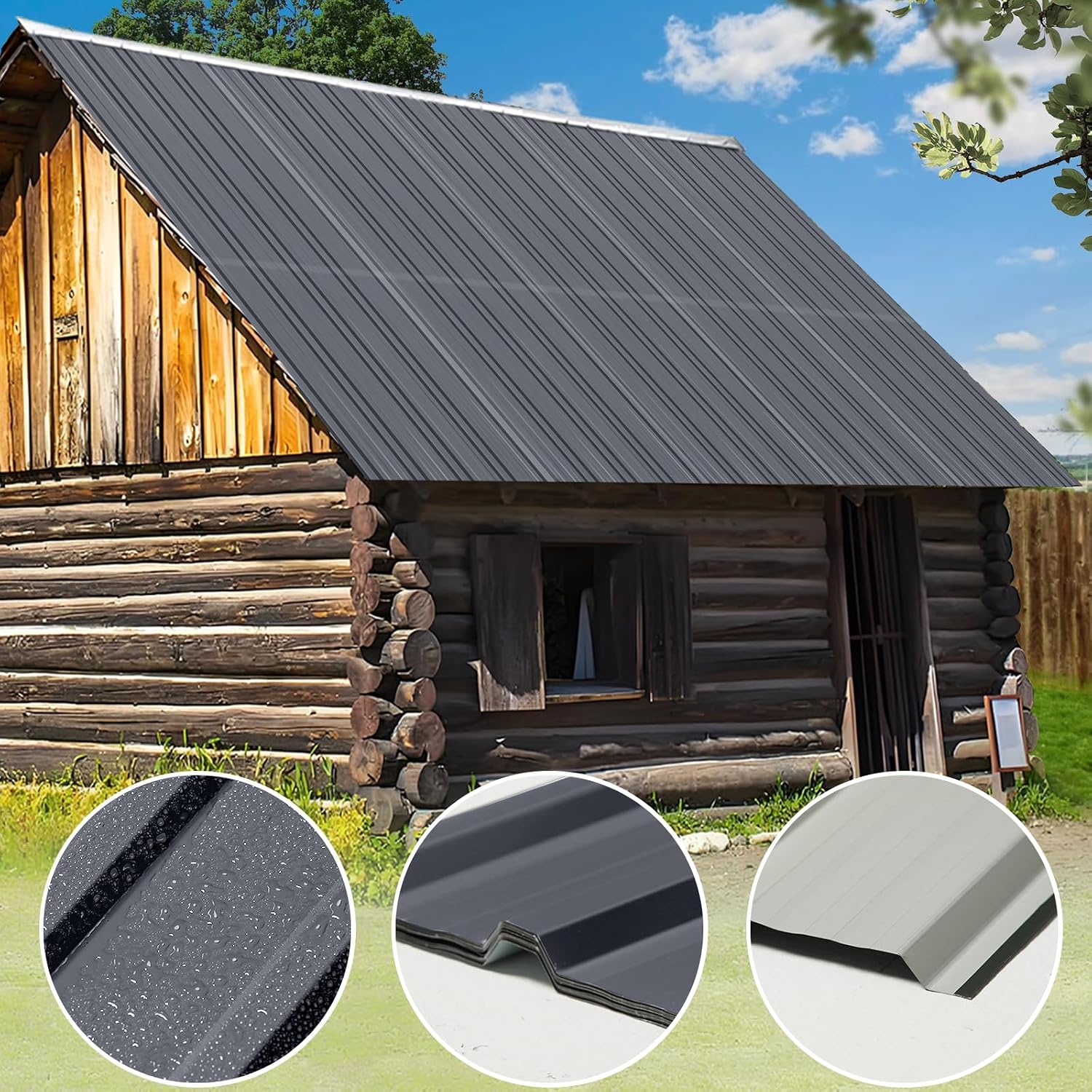 Metal Roofing Panels - 20 Pcs Corrugated Pergola Roofing Panels Heavy Duty Waterproof Tin Roof Materials for Shed Gazebo Garages Patio Siding 60.6x17.7in, Grey