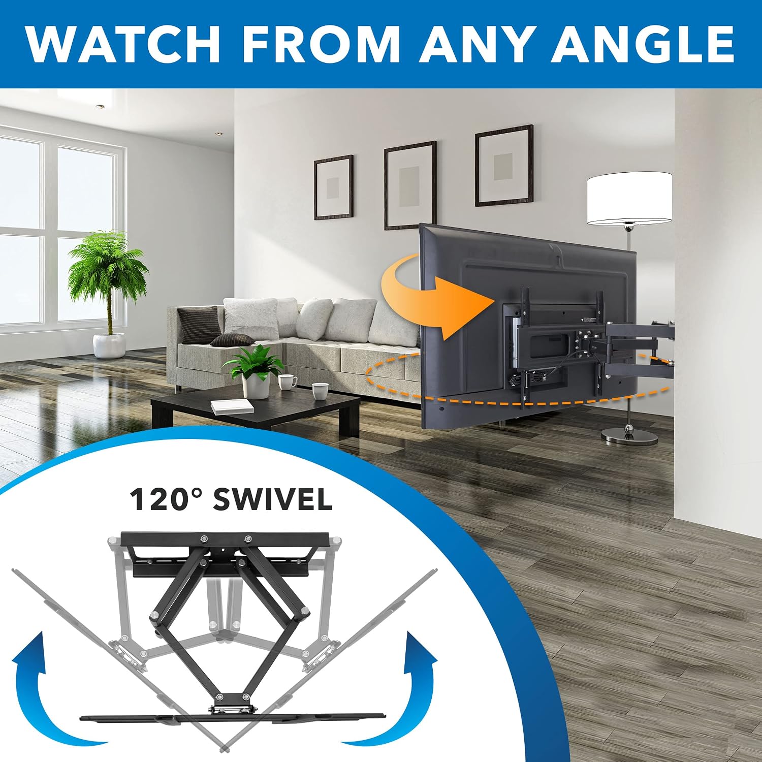 Mount-It! Outdoor TV Mount Weatherproof, Anti-Rust Anti-Corrosion Outside TV Bracket for Patio, Gazebo and Exterior, Fits 37-80', Heavy Duty Dual Full Motion Arms, VESA Up to 600x400mm, 110 Lbs Limit