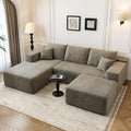 107.5' Cloud Modular Sectional Couch with 1 Ottoman,Modern Minimalist Upholstered Couches, Comfort U Shaped Sofa for Living Room,Deep Seat Corner Couch，No Assembly Required (Camel,Left Facing Chaise)