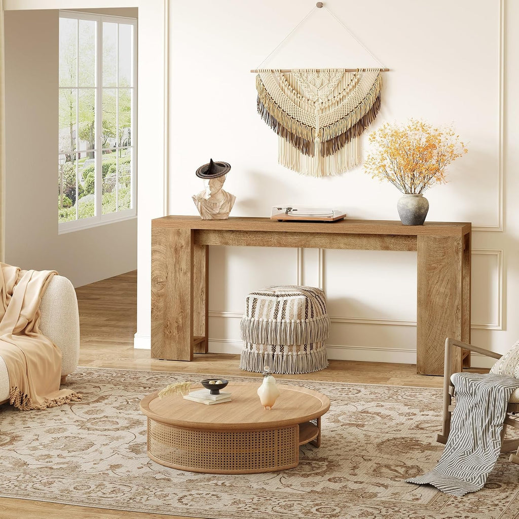 LITTLE TREE 70.9-Inch Long Console Table, Narrow Sofa Table Behind the Couch, Farmhouse Console Table for Living Room, Entryway, Hallway