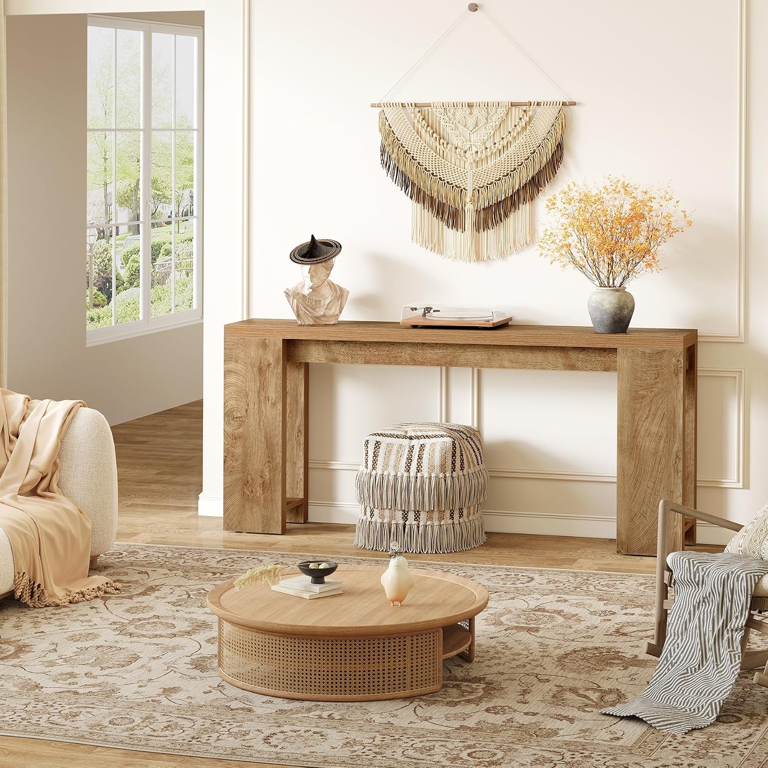 LITTLE TREE 70.9-Inch Long Console Table, Narrow Sofa Table Behind the Couch, Farmhouse Console Table for Living Room, Entryway, Hallway