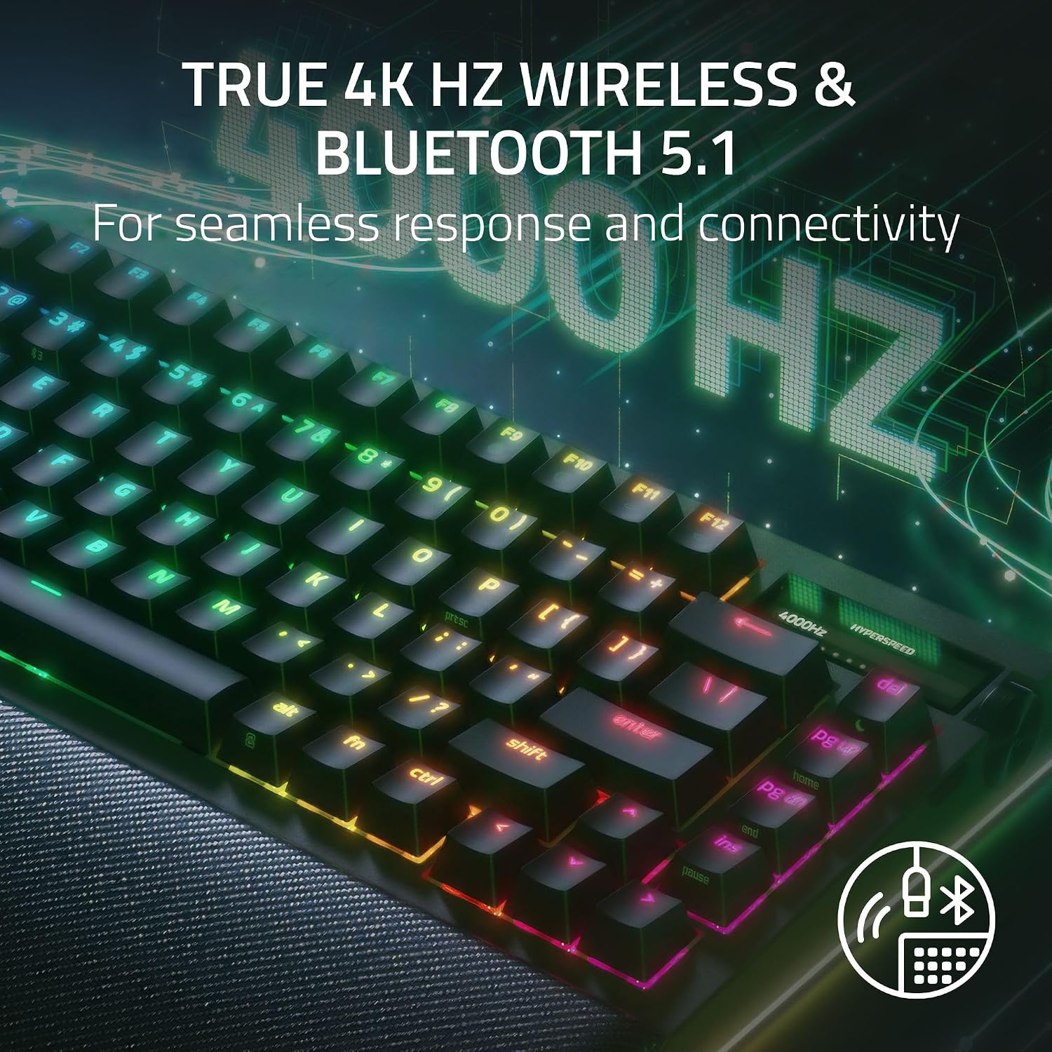 Razer BlackWidow V4 Pro 75% Wireless Gaming Keyboard:OLED Display -True 4K Hz Wireless -Bluetooth - Hot Swappable - Orange Tactile Switches - Command Dial - Snap Tap - Chroma RGB-Wrist Rest (Renewed)