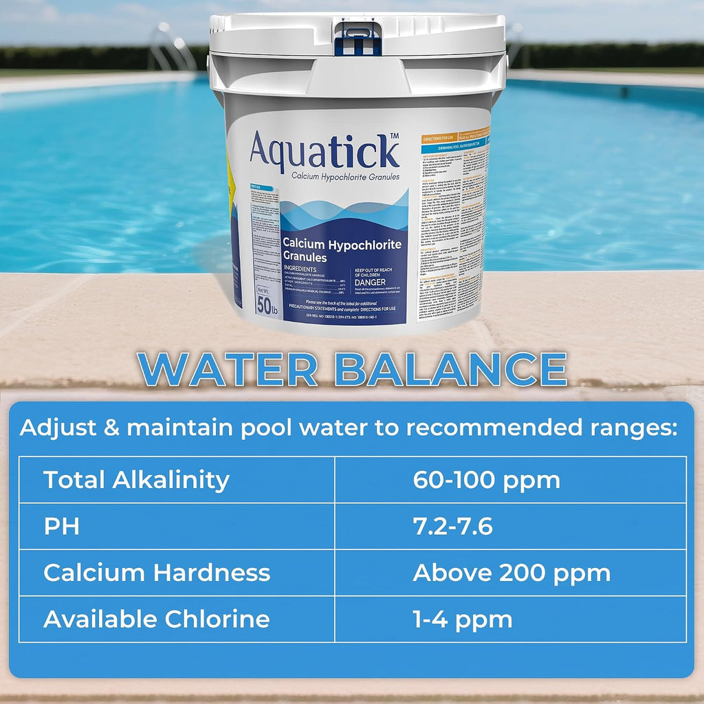 Pro-Grade Chlorine Pool Shock, 68% Cal-Hypo Granular Sanitizer, Prevents Bacteria & Algae, Restores Crystal Clear Water - Shock Treatment, Swimming Pool Chemical - 50Lb