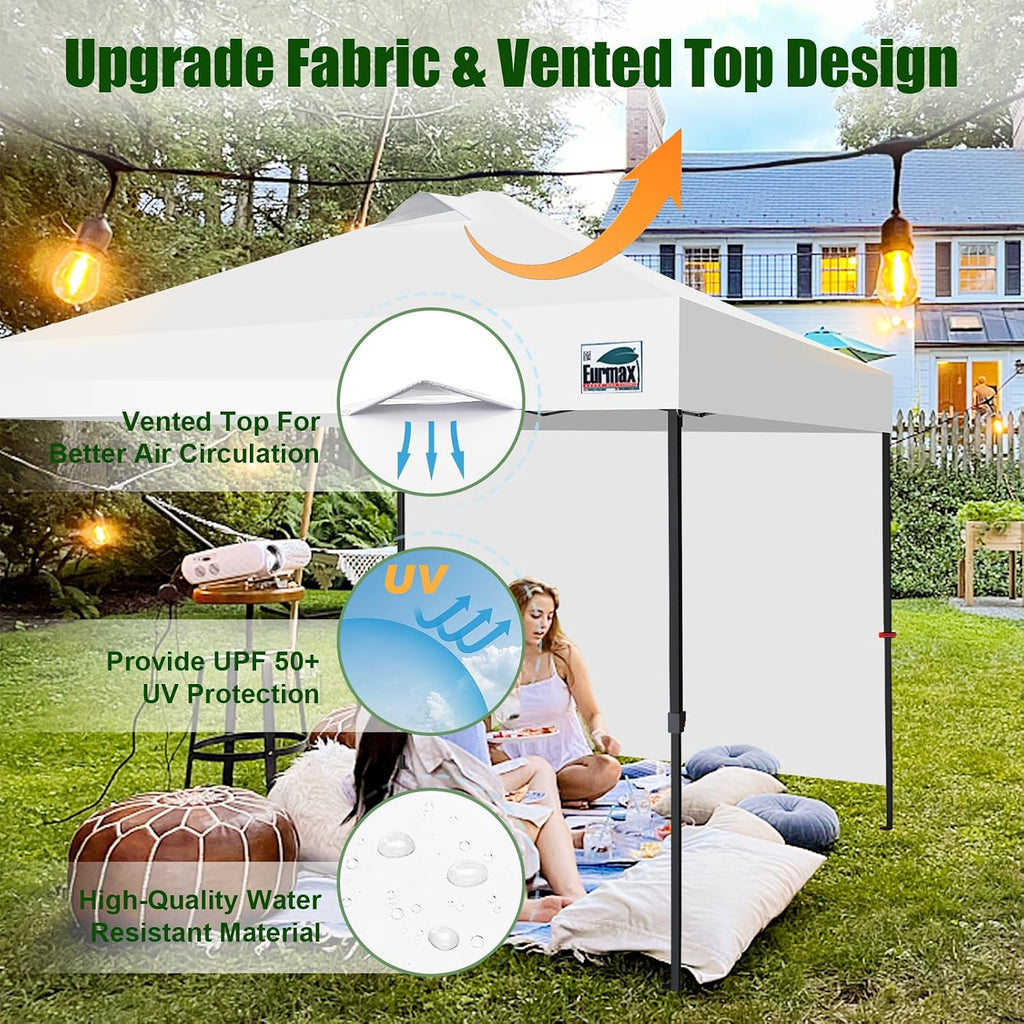 Eurmax USA NOMATTER ONE-Person Open&Close 10x10ft Pop Up Canopy Tent,Portable Shelter Canopy for Outdoor Events with 1 Removable Sidewall,Temporary Sunshade,Bonus 4 Sand Bags(Navy Blue)