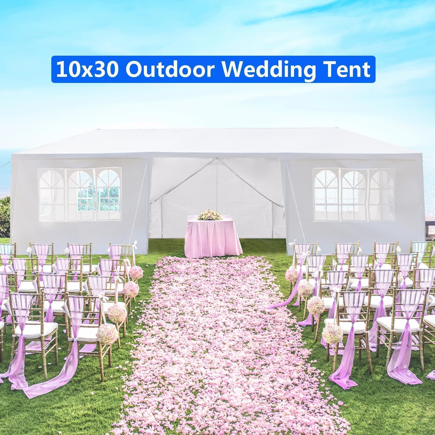 Outdoor Gazebo Canopy Wedding Party Tent Camping Shelter Commercial Instant Shelter Waterproof Tent with Removable Side Walls (10'x30' Eight Sides)