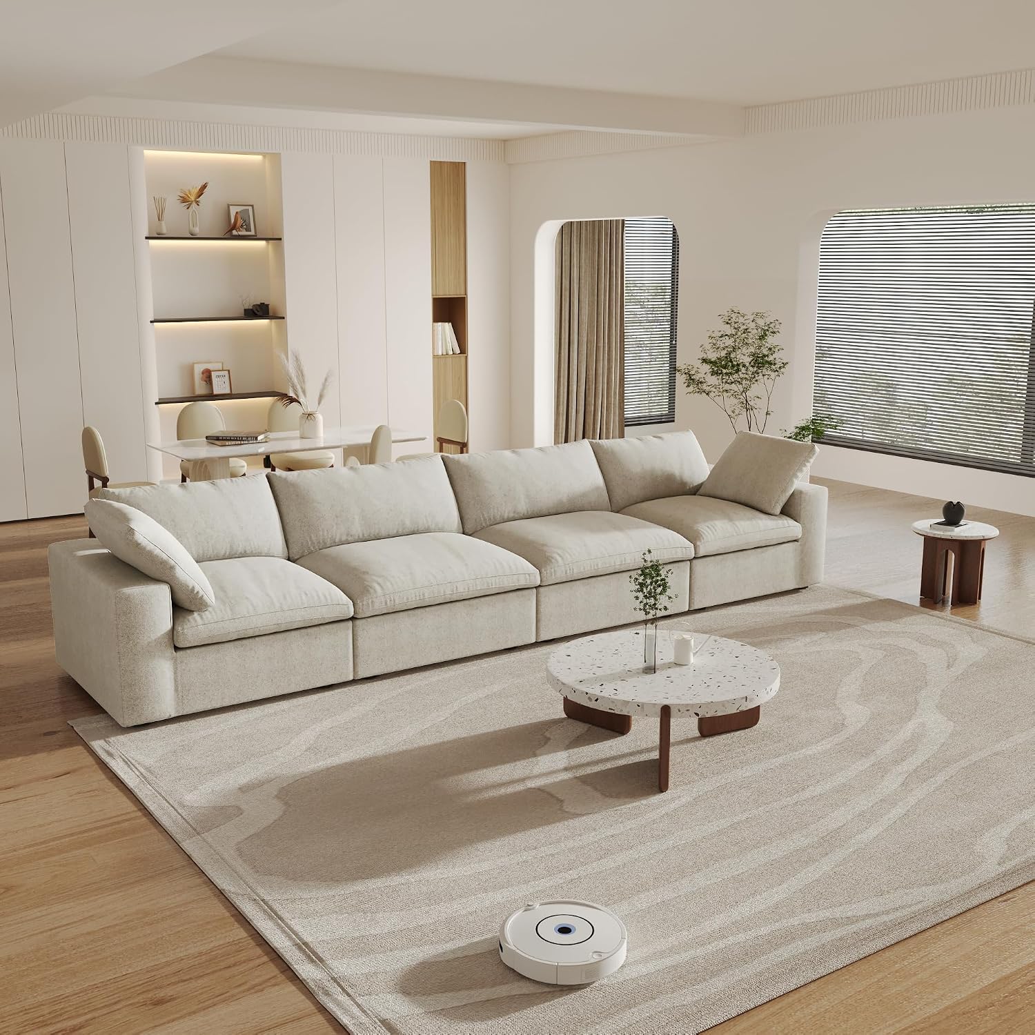 Cloud Modular Sectional Sofa Couch,160' Convertible Couches Wide 4 Seater Sofa for Living Room,Minimalist Deep Sofa Couches,Covers Washable&Replaceable(Khkai)