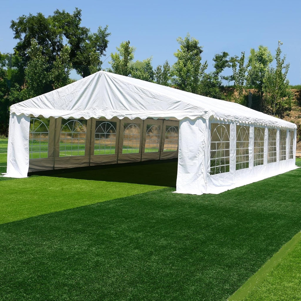 20x40 Premium PVC Party Tent Heavy Duty Outdoor Commercial Event Tent, Elegant White Large Wedding Tent Gazebo Carport Shelter Canopy with Removable Sidewall Windows, Water UV Fire Resistant