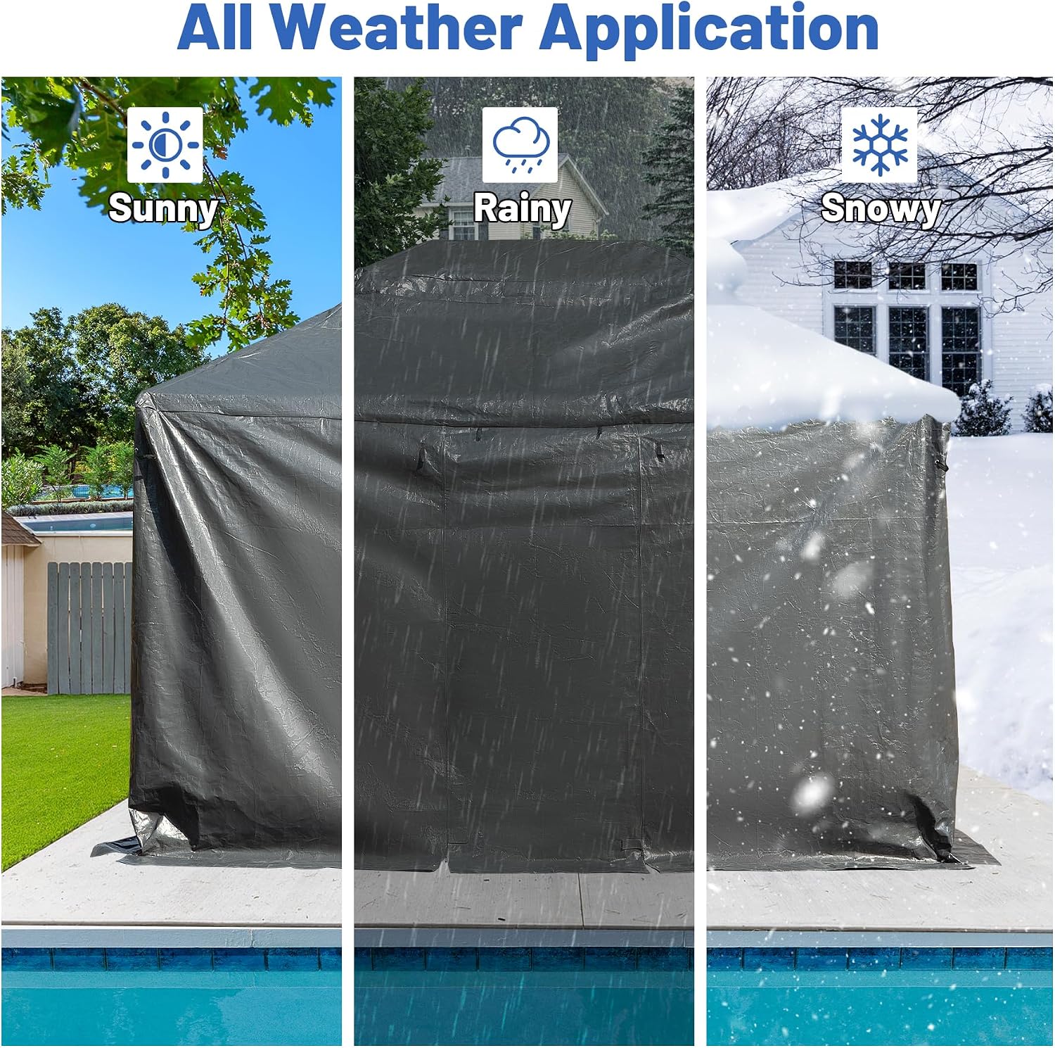 8x8FT Outdoor Gazebo Cover for Hardtop Gazebo, Universal Winter Gazebos Cover with Sidewalls and Mesh Windows, All-Season Used -Grey (Gazebos Not Included)