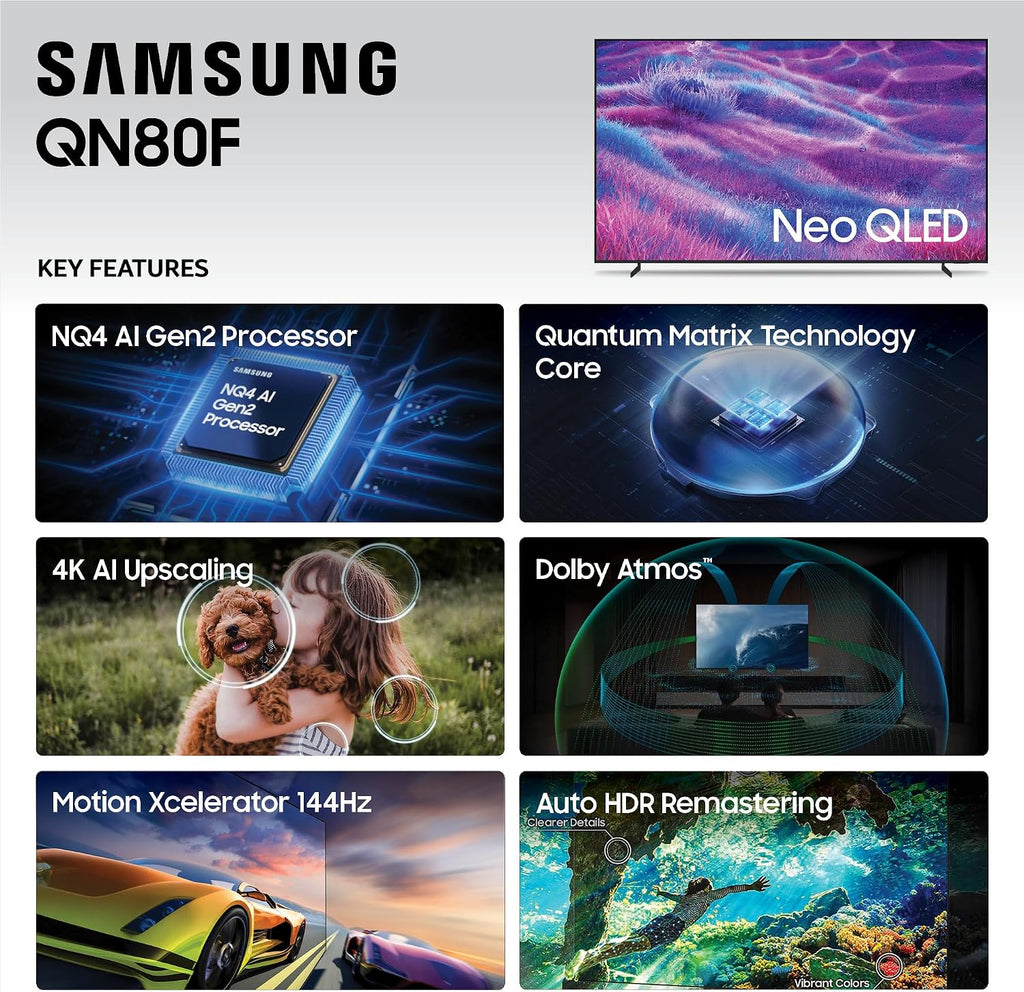 Samsung 55-Inch Class Neo QLED 4K QN80F Series, Vision AI, Mini LED Smart TV (2025 Model, 55QN80F) Neo Quantum HDR, Object Tracking Sound Lite w/Dolby Atmos, NQ4 Gen2 Processor, Alexa Built-in