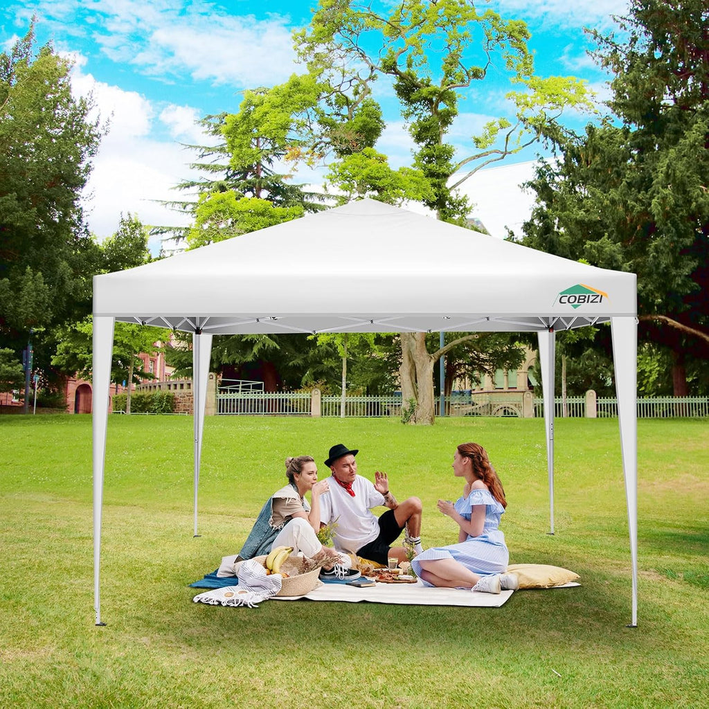 COBIZI 10x10 Pop Up Canopy Tent with 4 Sidewalls Party Tents for Parties Weddings Backyard Waterproof Commercial Instant Outdoor Events Tent with Stakes, Ropes（10 x 10 ft White