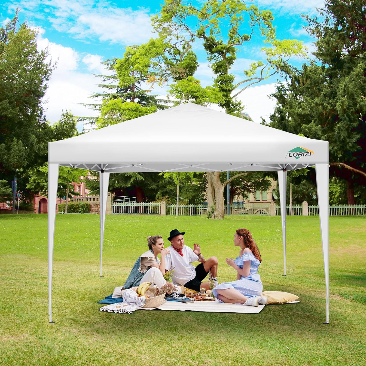 COBIZI 10x10 Pop Up Canopy Tent with 4 Sidewalls Party Tents for Parties Weddings Backyard Waterproof Commercial Instant Outdoor Events Tent with Stakes, Ropes（10 x 10 ft White