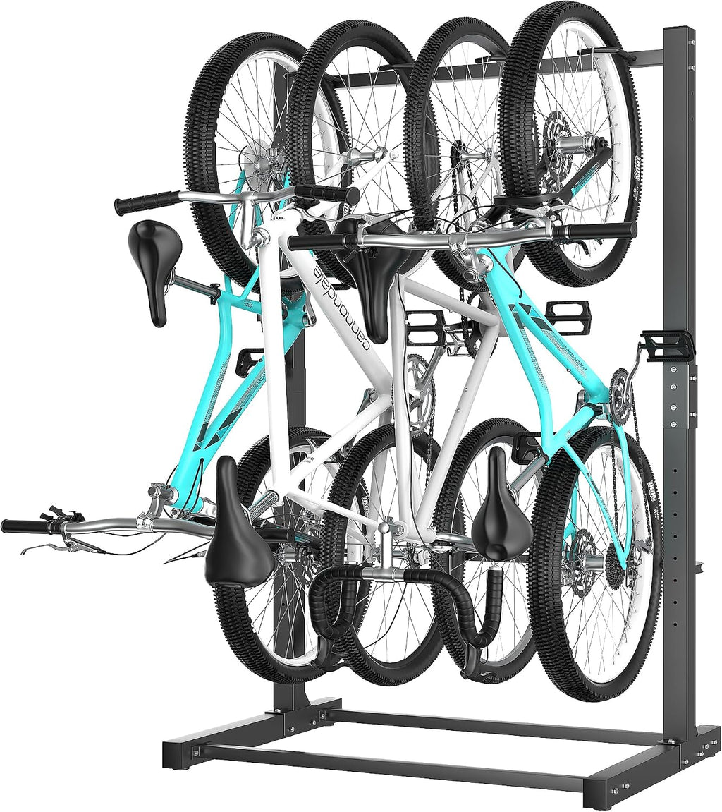 Ultrawall Freestanding Bike Rack, Vertical Bike Storage Stand for Garage, Indoor Bicycle Organizer, Holds Up to 4 Bikes