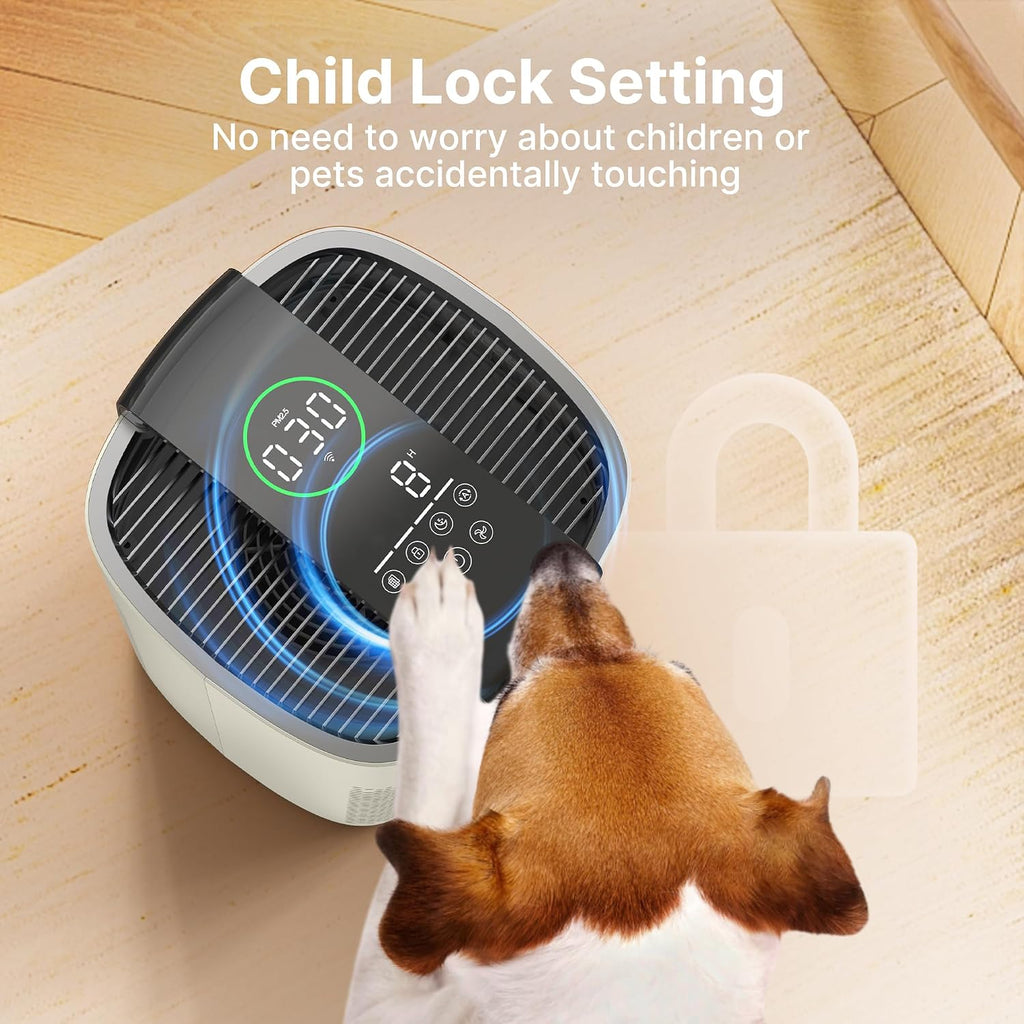 Air Purifiers for Home Large Room Up to 3600 Ft² with PM 2.5 Air Laser Sensor, HEPA 4-in-1 Filter for Airborne Particles, Sleep Mode for Allergies, Pet Hair in Bedroom, MR7566-WF, Ivory, 1Pack+3Modes