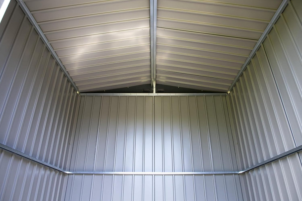 Arrow Shed Elite 12' x 14' Tall Outdoor Steel Storage Shed with High Gable and Lockable Doors Storage Building, Anthracite