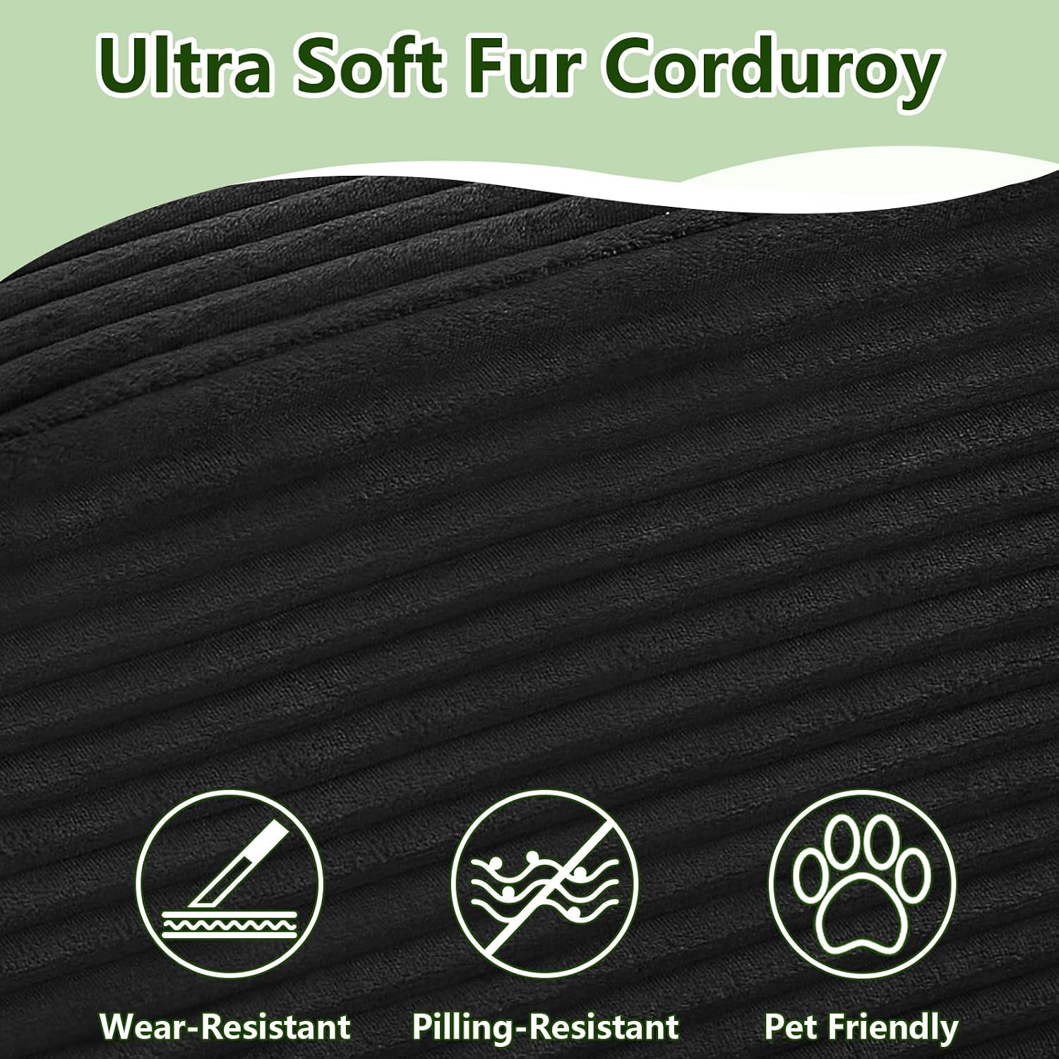 96' Modular Sectional Sofa, Modern Corduroy Cloud Couch with Side Pockets, Boneless Couch Upholstered 3-Seater L-Shaped Sofa for Living Room, No Assembly Required (Black, Left-Facing Chaise)