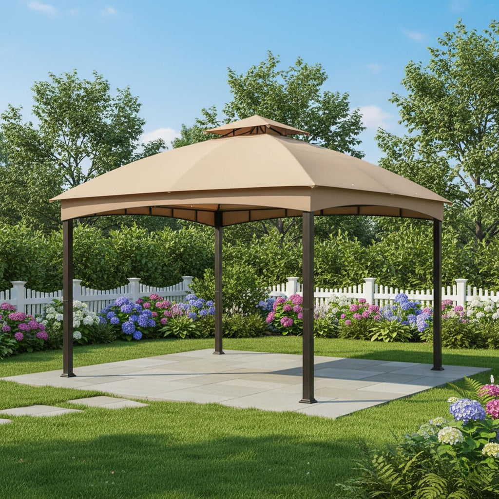 Garden Winds Reinforced RipLock 350 Replacement Canopy Top Cover Compatible with Brown Frame 10' x 12' Gazebo Models TPGAZ2303B, TPGAZ2303A, TPGAZ2303C - Beige