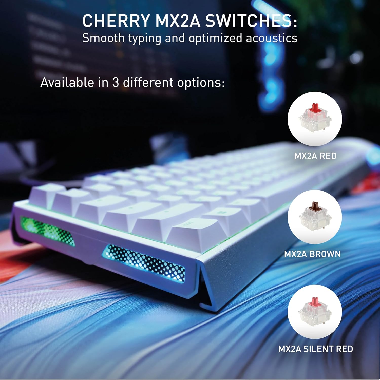 MX 3.1, Wired Mechanical Gaming Keyboard, Durable Aluminum Housing, RGB Lighting, Integrated Damping Mechanisms, USB-A, MX2A Silent RED Switches, White