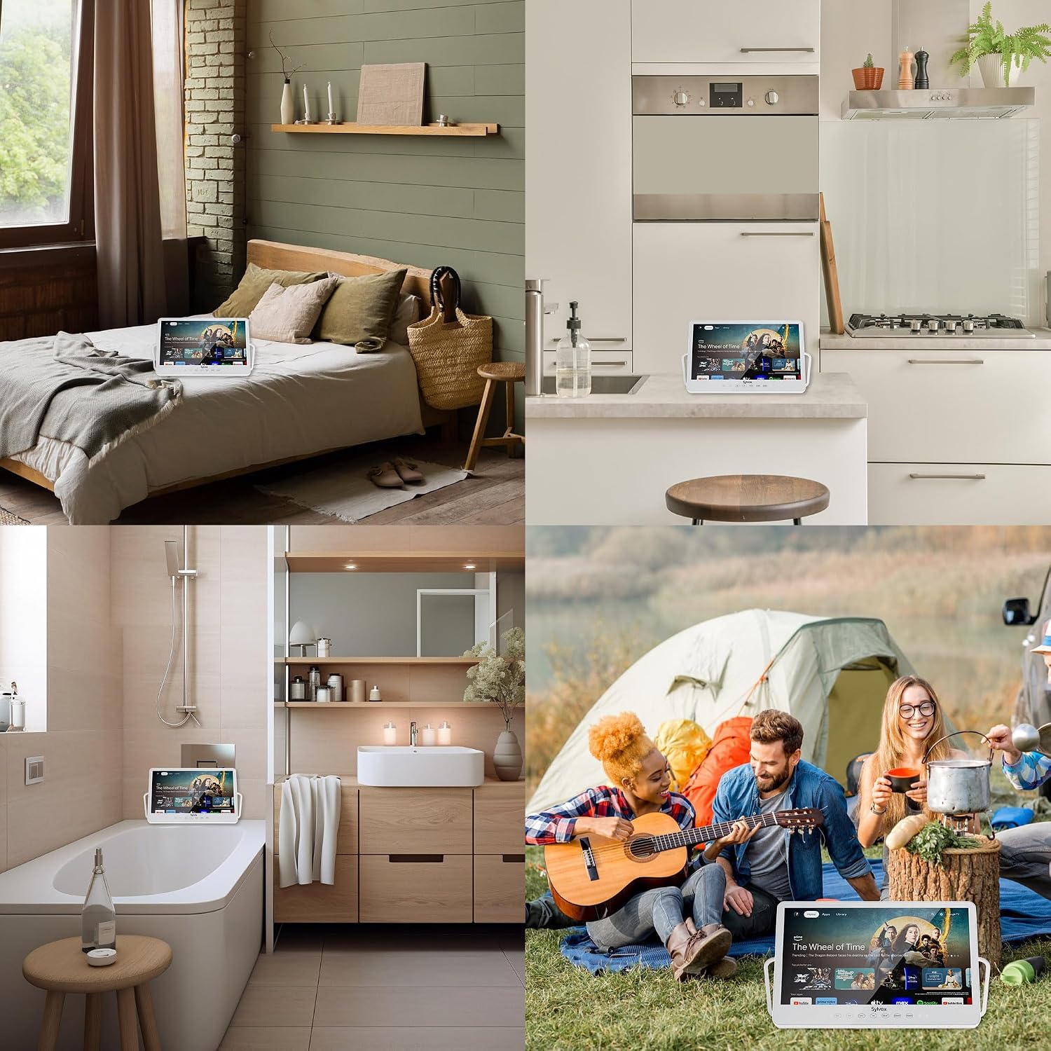 SYLVOX 15.6'' Portable Smart TV 12 Volt Television, 10000mAH Battery Powered IP66 Waterproof Dual Speakers Wireless WiFi 300nits Small Outdoor TVs, for RV Camping Pool Bathroom Kitchen Bedroom