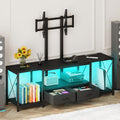 GYIIYUO LED TV Stand with Mount and Power Outlet & Fabric Drawers for 32-85 Inches TV - Entertainment Center and Industrial TV Console Table for Living Room, Bedroom- 46.5' Black