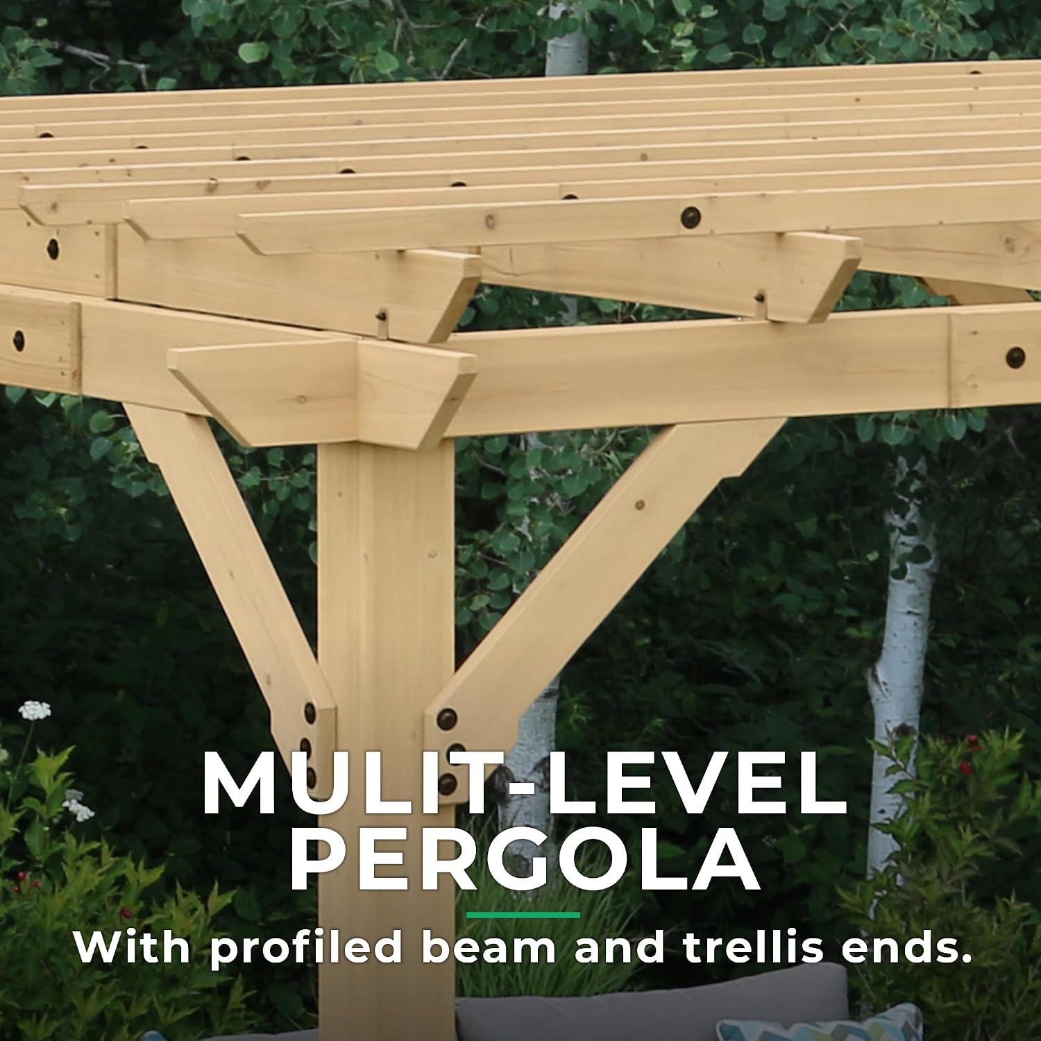 Yardistry 10 x 22 Meridian Cedar Wood Pergola for Patios, Decks, Garden, Backyard, Durable