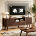 Fluted TV Stand for TVs Up to 60 Inch, 55' Mid-Century Entertainment Center with Sliding Doors&Drawer, Modern Media Console for Living Room, Walnut (55.1' L*15.7*W*23' H)