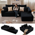 96' Modular Sectional Sofa, Modern Corduroy Cloud Couch with Deep Seat, Boneless Couch Upholstered 3-Seater L-Shaped Sofa for Living Room, No Assembly Required (Black, Right-Facing Chaise)