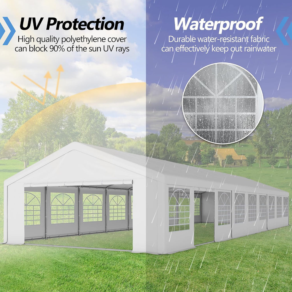 20'x60' Party Tent Heavy Duty, Large Wedding Event Tent with Removable Sidewalls & 4 Sand Bags, Event Canopy Shelter for Parties Outside UV50+ Waterproof, Carpas para Fiestas (20x60 FT)