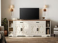 WAMPAT 82.7' W TV Stand for up to 95' TVs,Farmhouse Entertainment Center with Storage Barn Door Cabinet,TV Console Table with Media Cabinet and Drawers for Living Room,Bedroom,Cream White
