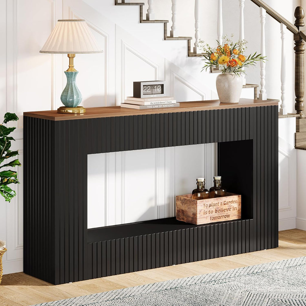 Tribesigns Modern Console Table, 55-Inch Wood Entryway Table with Storage, Narrow Long Sofa Table Behind Couch Table for Living Room, Foyer, Hallway, Black