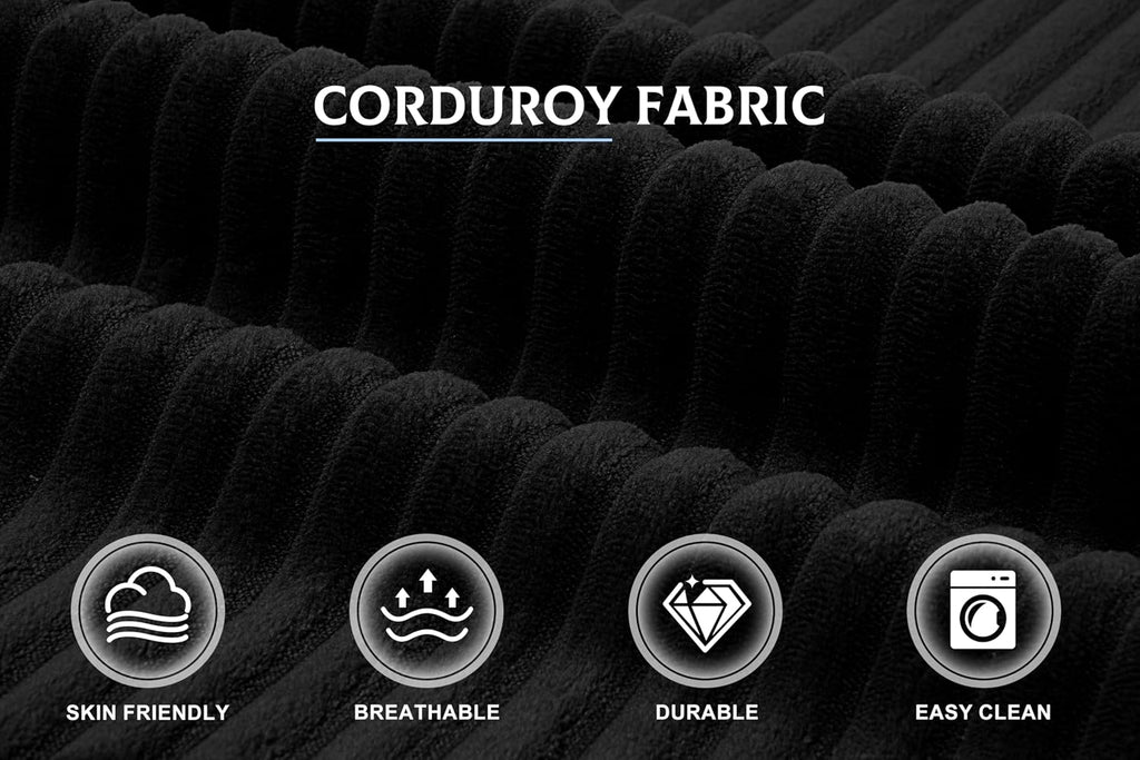 Homguava Modular Sectional Couches for Living Room,105' Cloud Couch with L-Shape Chaise,Comfy Sofa Living Room Sofas with Deep Seat,No Assembly L Couch,Corduroy Fabric(Black,L)
