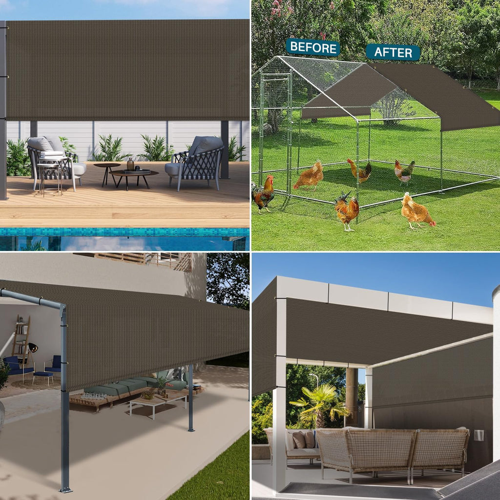 COARBOR 11'x4' Outdoor Pergola Replacement Shade Cover Canopy Privacy Patio Shade Screen with Grommets Weight Rods for Patio Deck Backyard Gazebo Pergola Brown