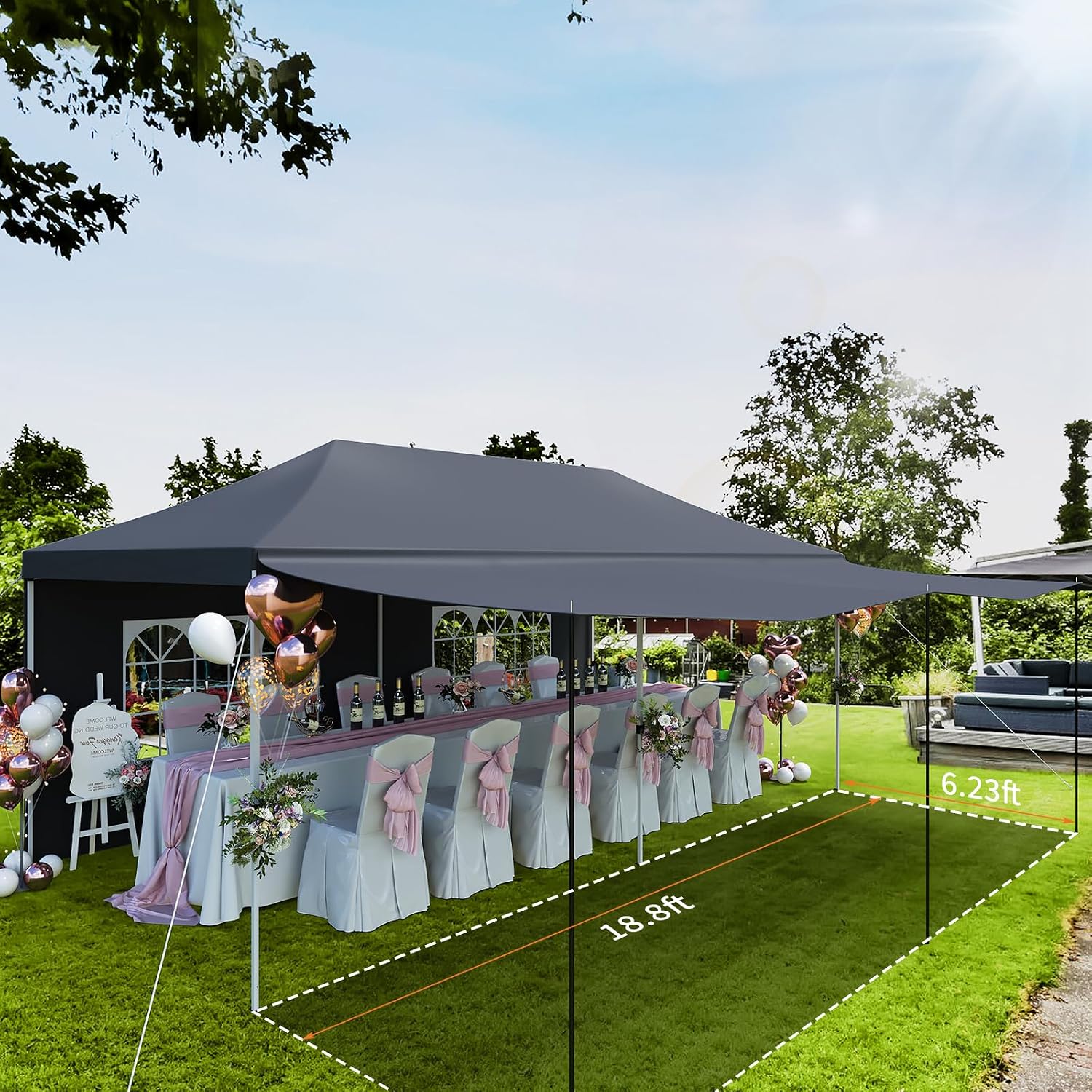 Garvee Commercial-Grade 10x20 ft Pop-Up Canopy Tent - 420D Oxford Fabric with PE Windows and 5 Removable Sidewalls, Ideal Heavy Duty Outdoor Shelter for Events, Weddings, and Backyard Gatherings