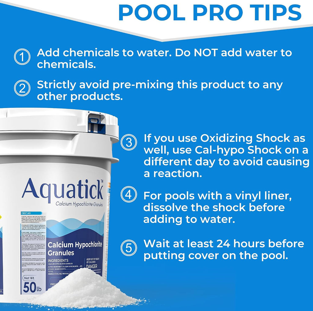 Pro-Grade Chlorine Pool Shock, 68% Cal-Hypo Granular Sanitizer, Prevents Bacteria & Algae, Restores Crystal Clear Water - Shock Treatment, Swimming Pool Chemical - 50Lb