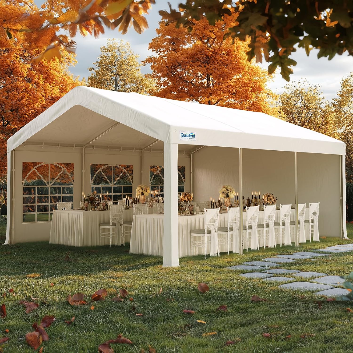 Quictent Premium 13x20 Party Tent Heavy Duty Outdoor Gazebo White Event Shelter Wedding Canopy Tent for Parties Carport BBQ with Removable Sidewall Windows & Storage Bags